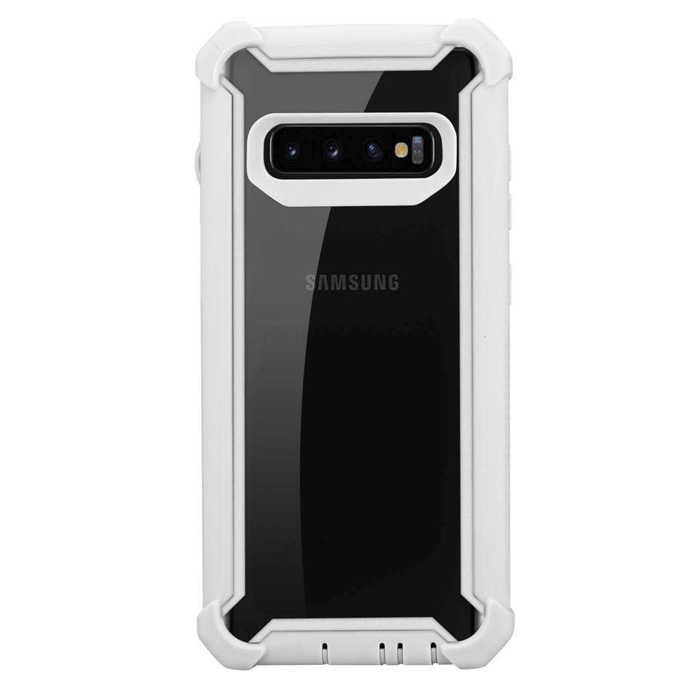 Telefono in una custodia bianca e trasparente. Il telefono è nero e la custodia ha una cornice bianca.