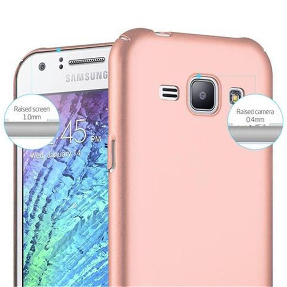 Un telefono con custodia rosa. Testo: Schermo rialzato 1,0 mm e fotocamera rialzata 0,4 mm.