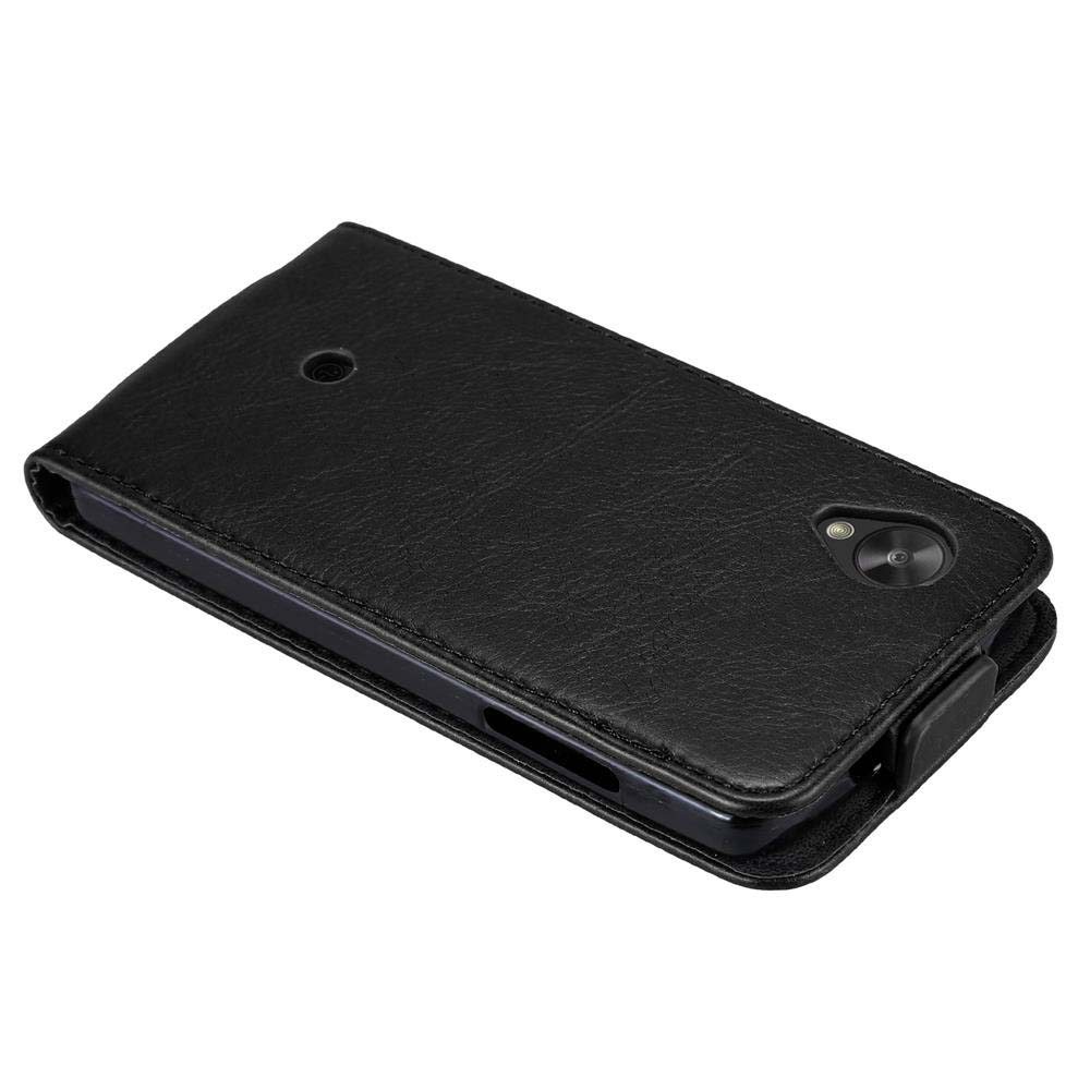 Custodia per telefono nera, angolata, primo piano. Fotocamera e flash visibili.