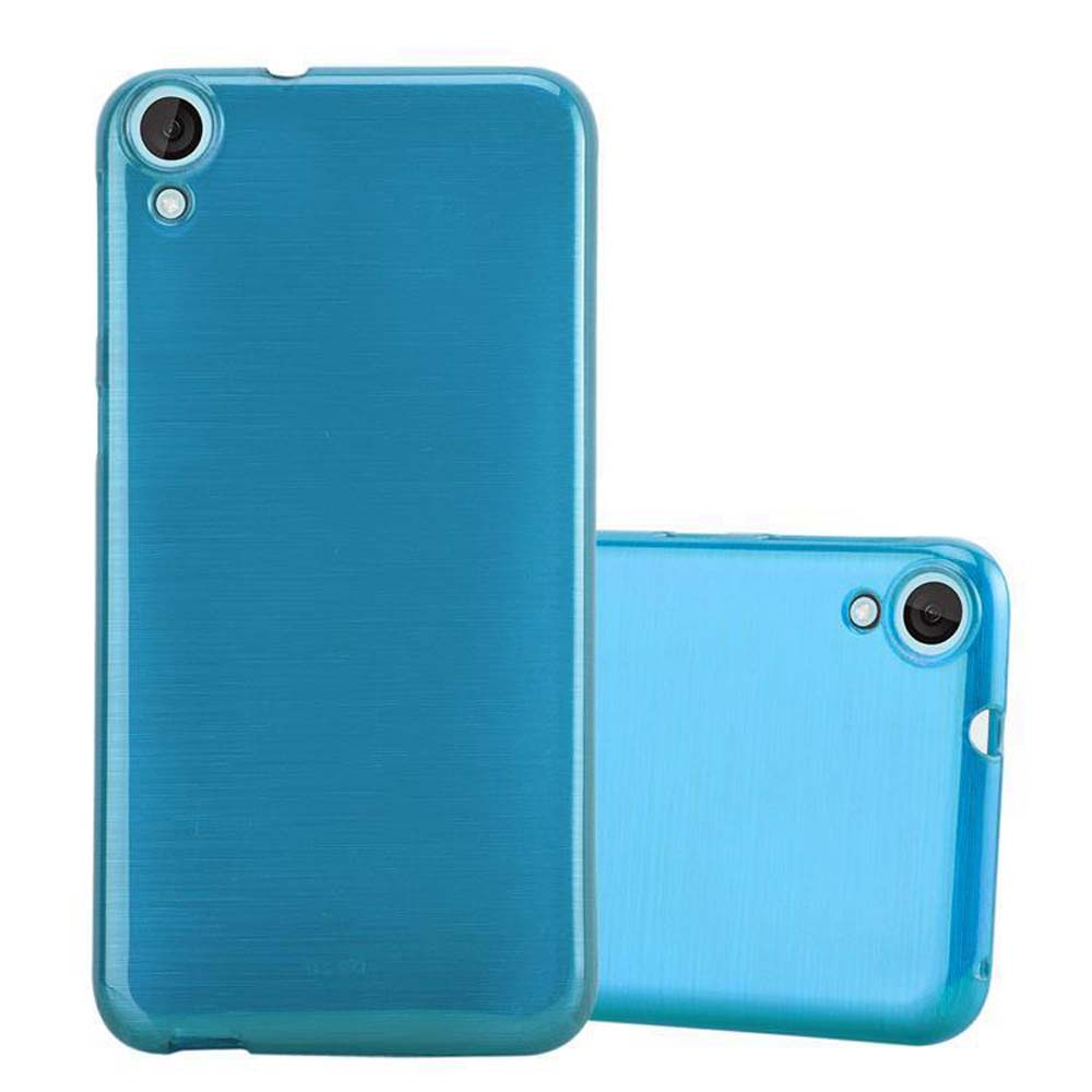 Due custodie blu per telefono. Una è sul retro, l'altra in piedi, entrambe con obiettivi della fotocamera.
