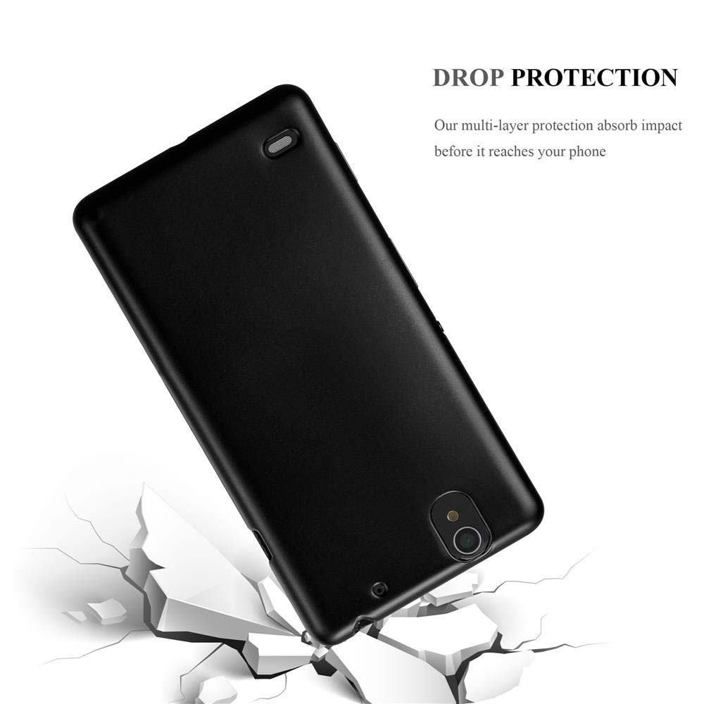 Funda negra cayendo, suelo rompiéndose. Protección contra caídas.