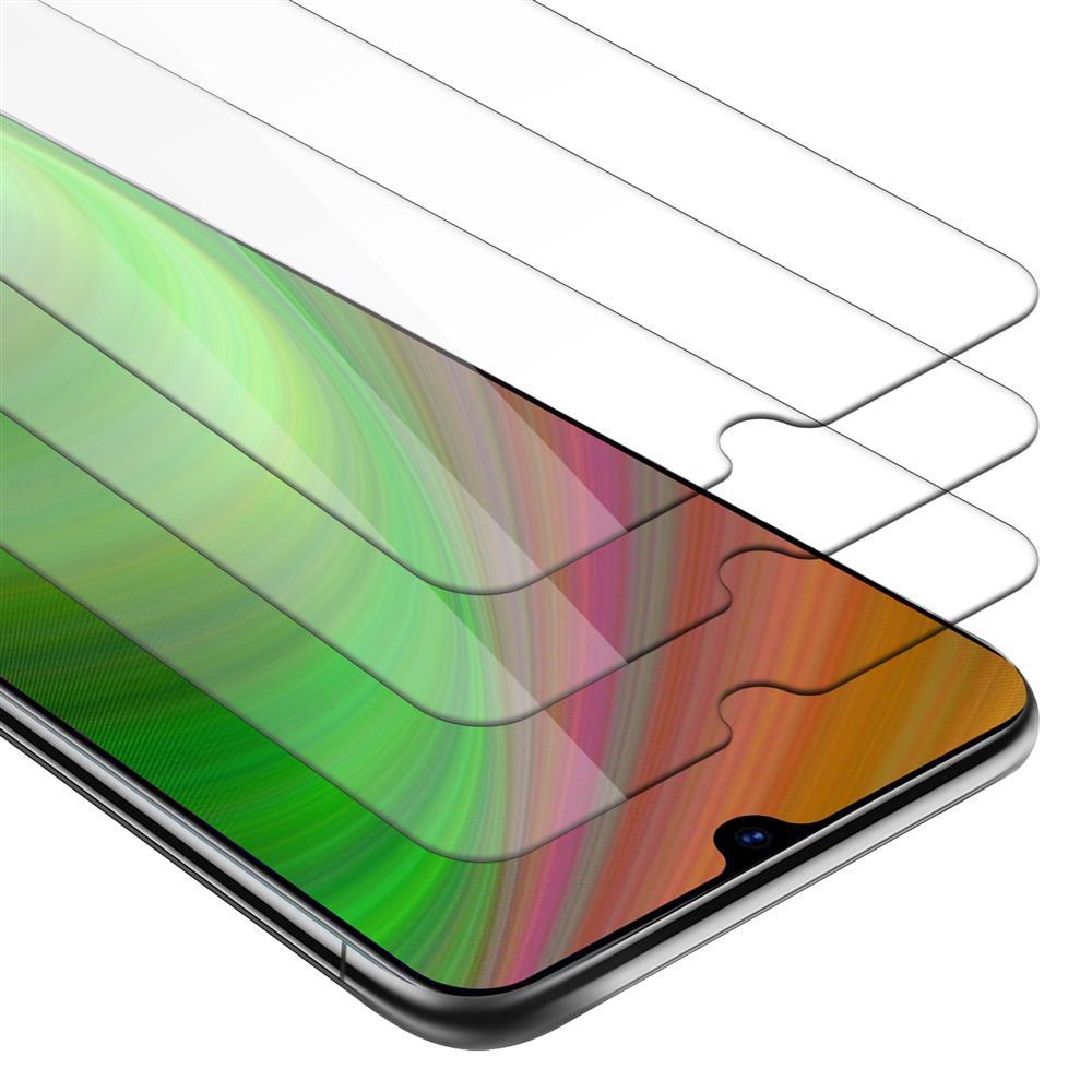 Telefono con tre protezioni per lo schermo, lo schermo è visibile con uno sfondo colorato.