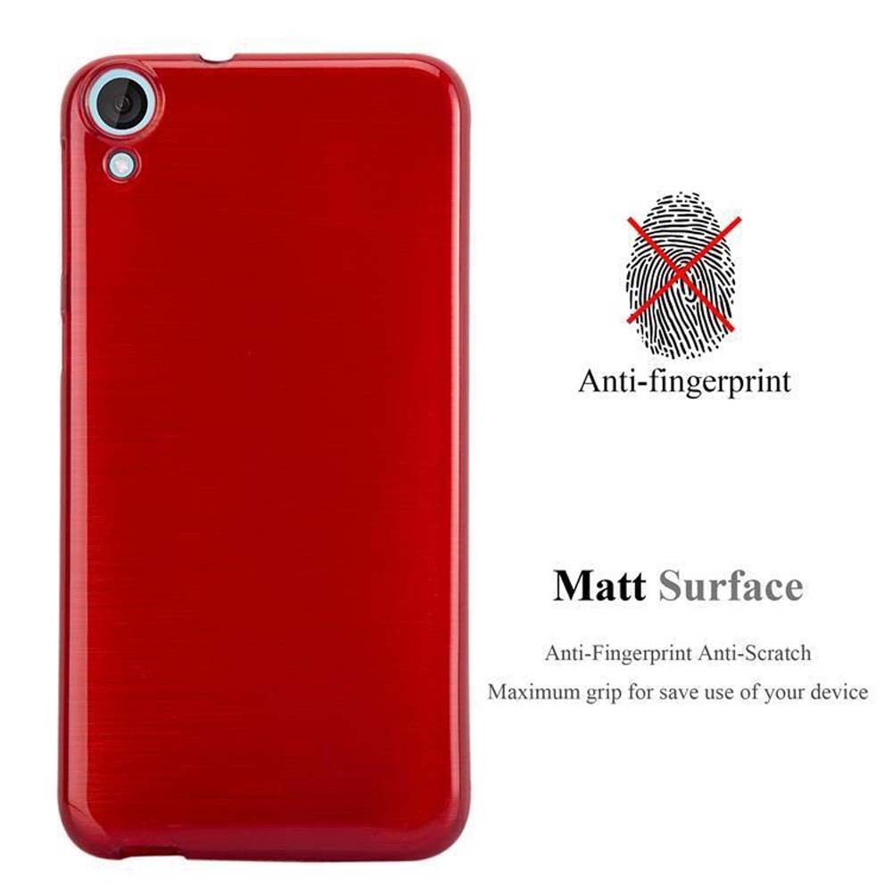 Custodia rossa con retro rosso. Grafica impronte digitali e testo 'Matt Surface'.