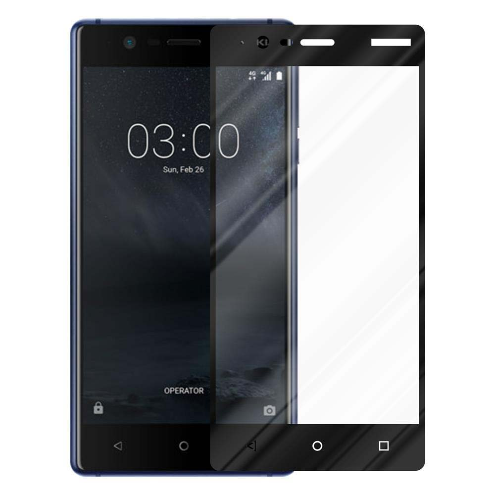 Un telefono blu con protezione schermo. Lo schermo mostra l'ora.