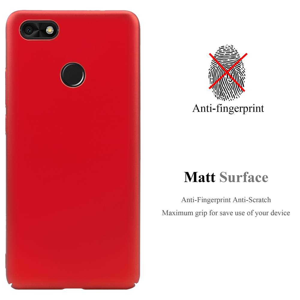 Eine rote Handyhülle mit Text: Matte Oberfläche. Anti-Fingerabdruck.