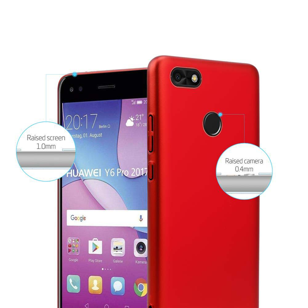 Rote Handyhülle mit Telefon. Textdetails erhabener Bildschirm und Kamera.