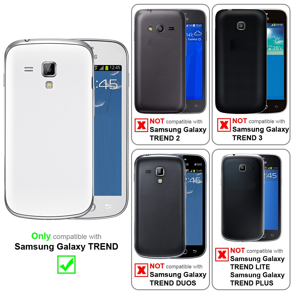 Più telefoni con custodie. Testo: Compatibile solo con Samsung Galaxy TREND. Non compatibile con altri modelli.