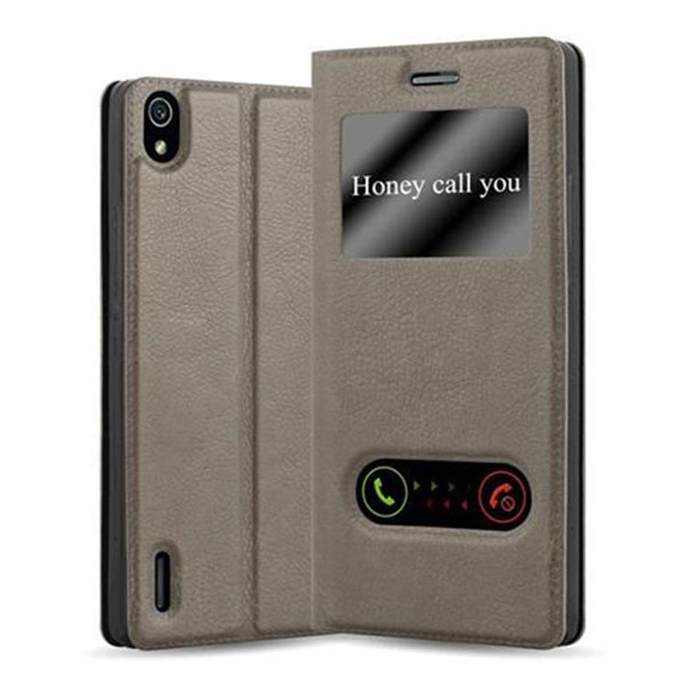 Funda de teléfono con el texto "Honey call you" en la pantalla. También hay iconos de llamada y colgar.