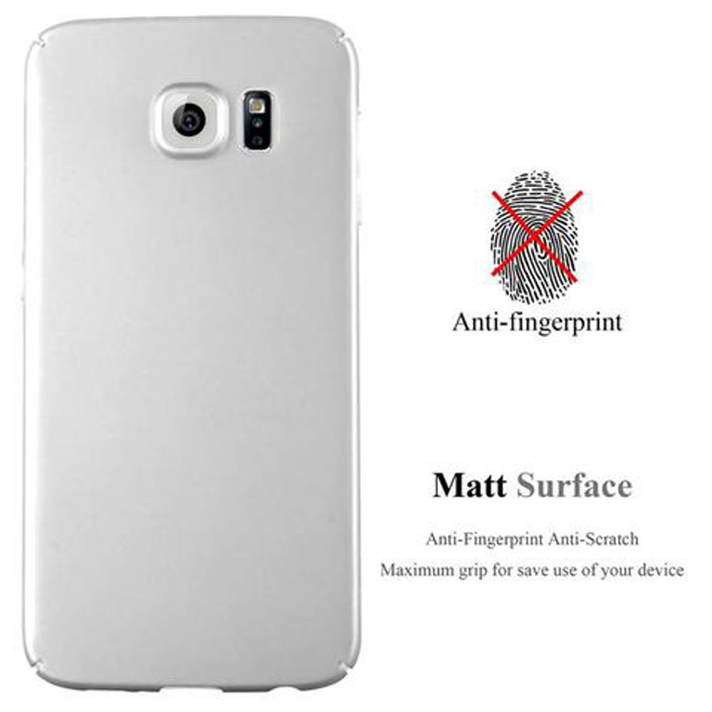 Retro del telefono bianco. Anti-impronte, superficie opaca. Simbolo dell'impronta digitale sbarrato.