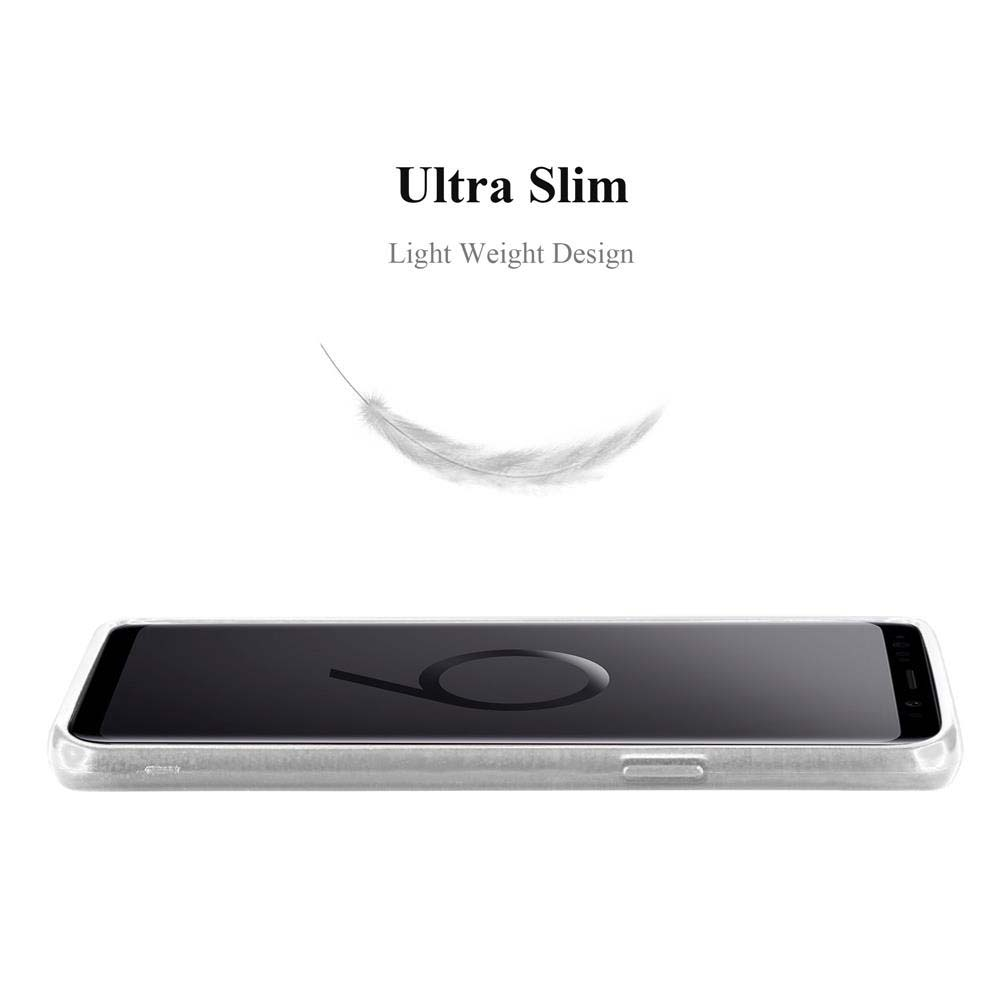 Un telefono in una custodia, con una piuma sopra e il testo 'Ultra Slim Light Weight Design'.