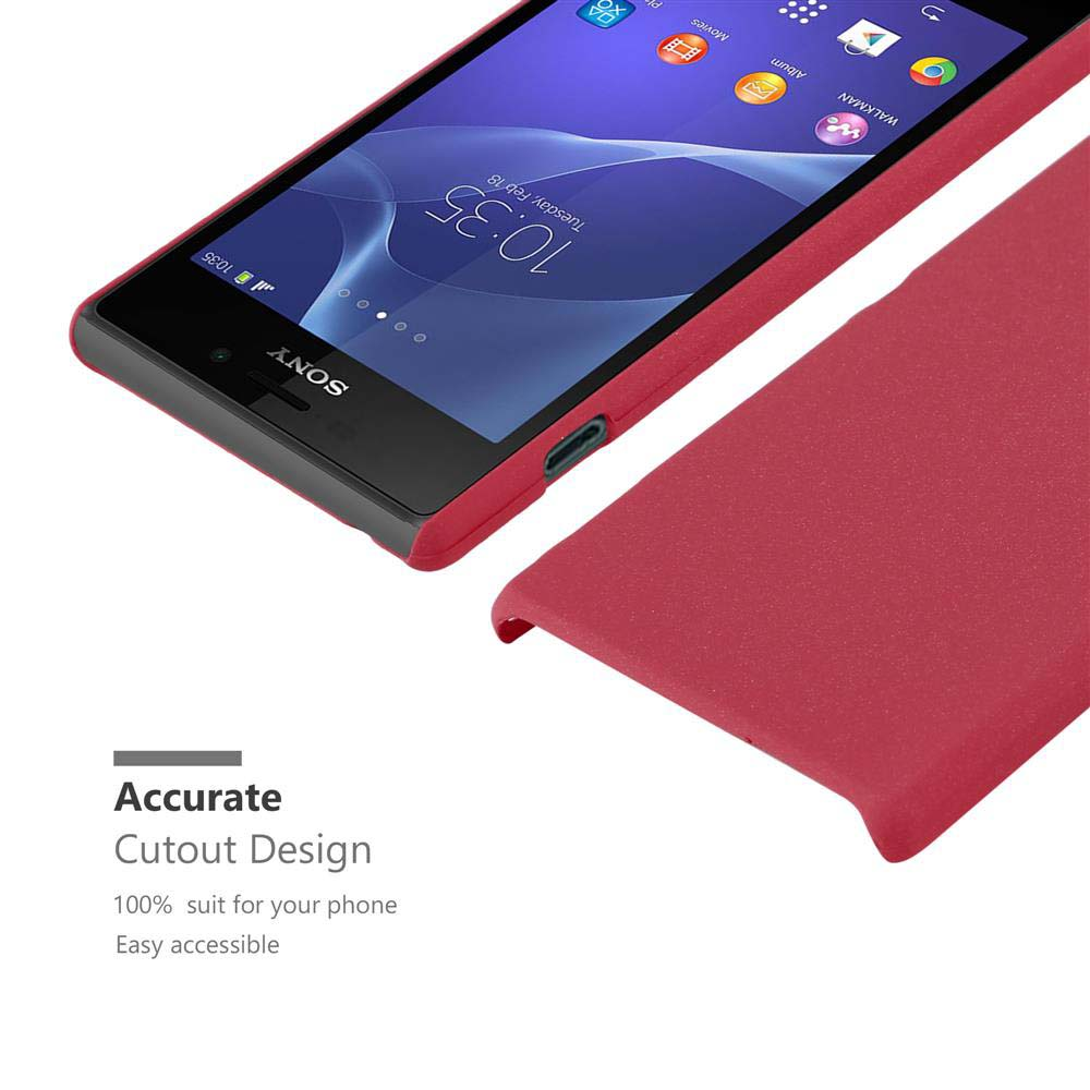 Telefon und Hülle, Rot und Schwarz. Text: Genaue Aussparungsdesign, 100% passend für Ihr Telefon, leicht zugänglich.