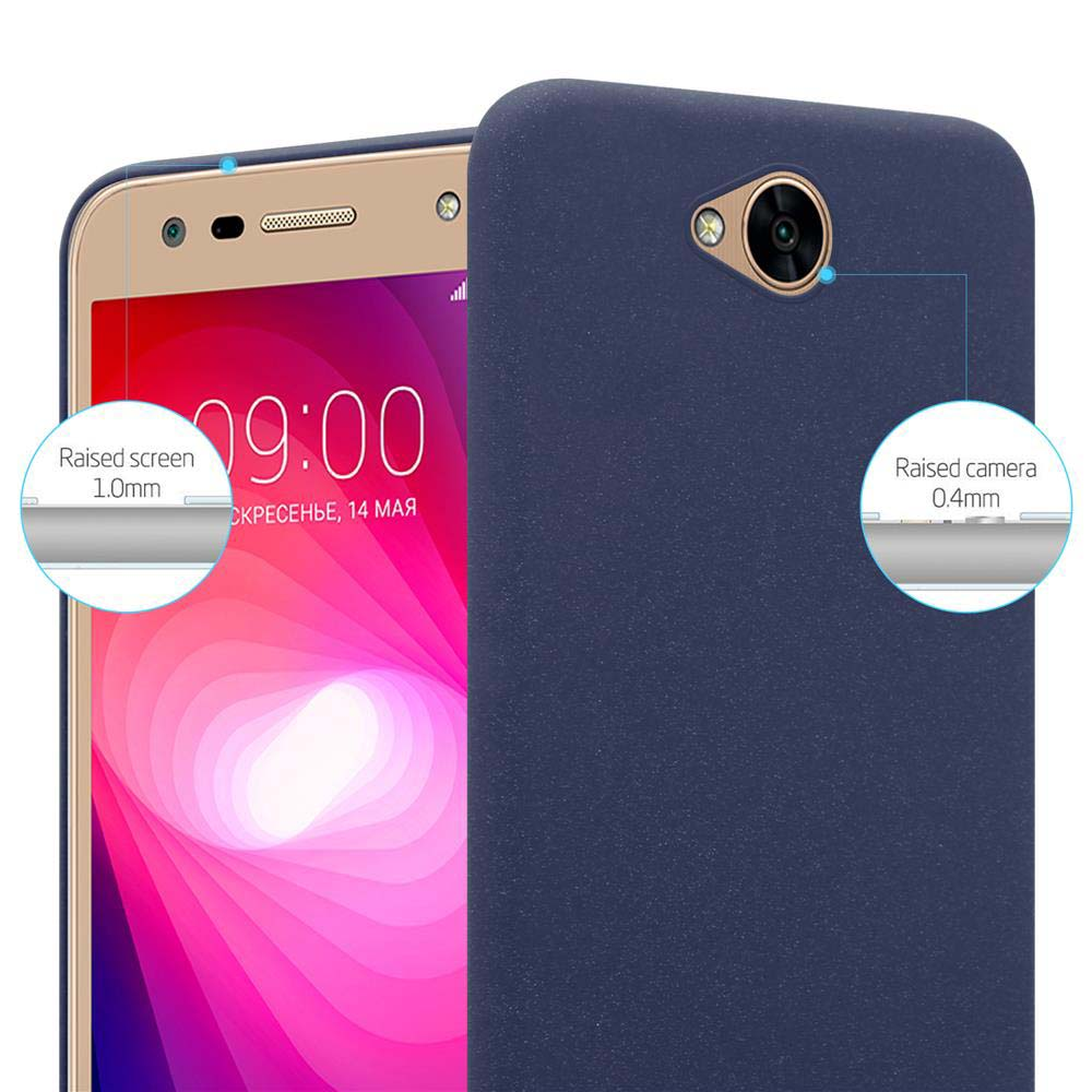 Primo piano di uno smartphone e una custodia. Il telefono è oro. La custodia è blu scuro.