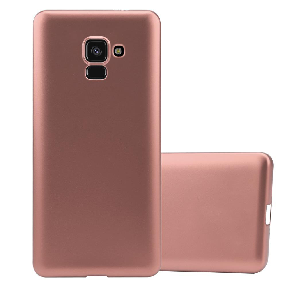 Custodia per telefono oro rosa su bianco. Una seconda custodia è orizzontale.