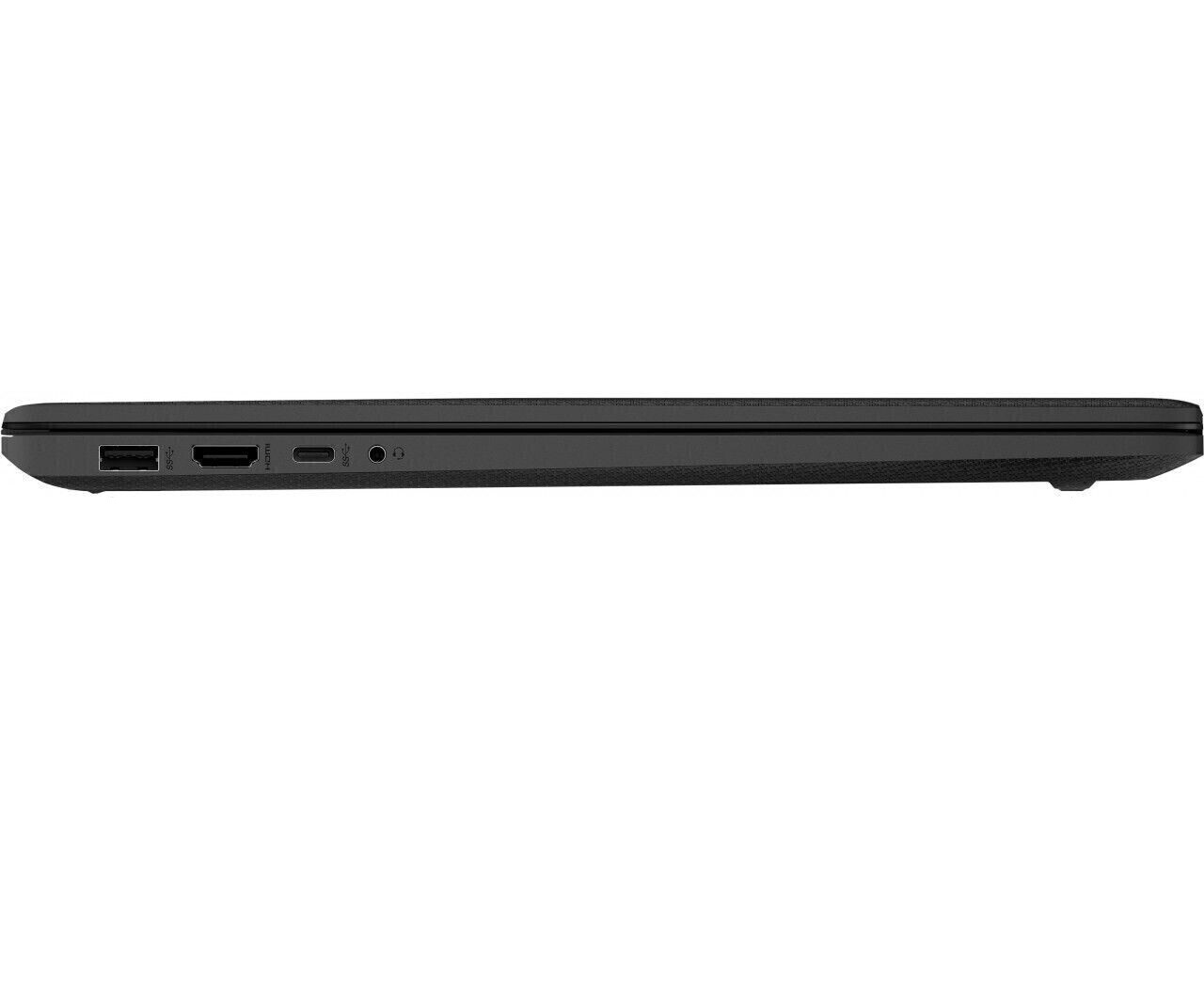 Seitenansicht eines schwarzen Laptops mit Anschlüssen.