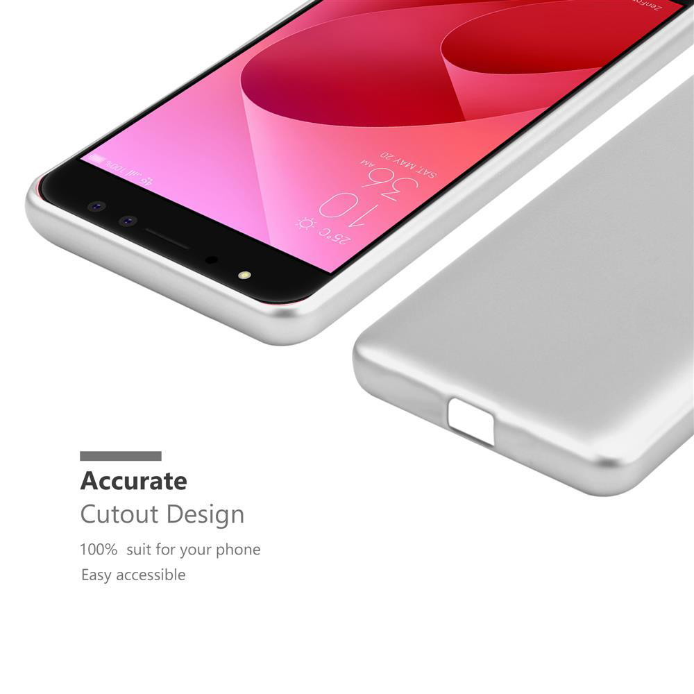 Handyhülle mit Aussparungsdesign. Der Telefonbildschirm zeigt eine pinke Oberfläche.