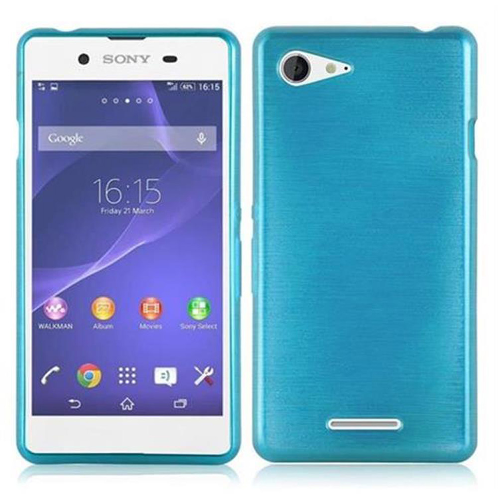 Un smartphone muestra la hora y la fecha, en una funda azul. La parte trasera de la funda azul también es visible.