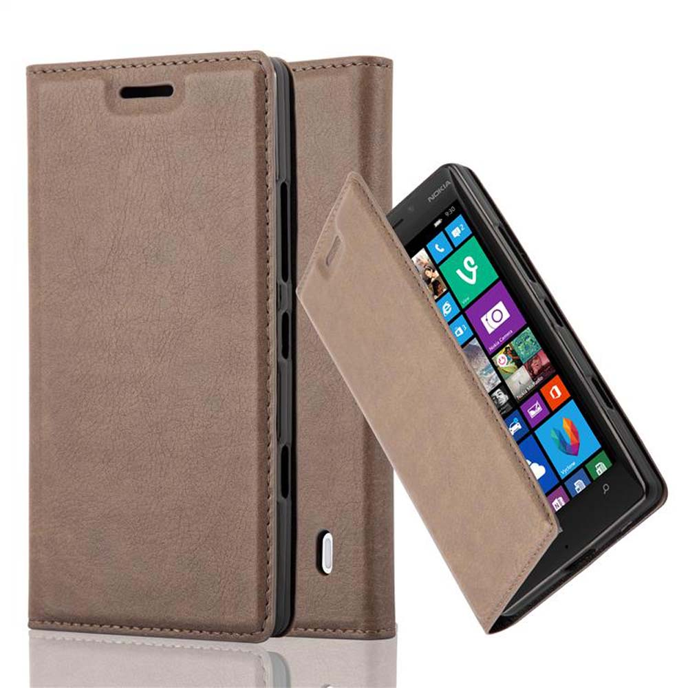 Funda marrón con teléfono Nokia. Muestra iconos de aplicaciones.