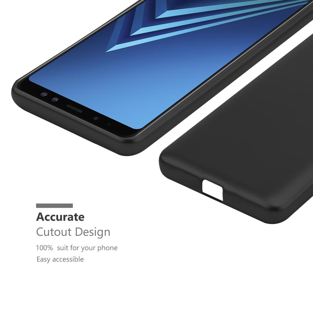 Schwarzes Telefon und eine schwarze Handyhülle, zeigt das Ausschnittdesign.
