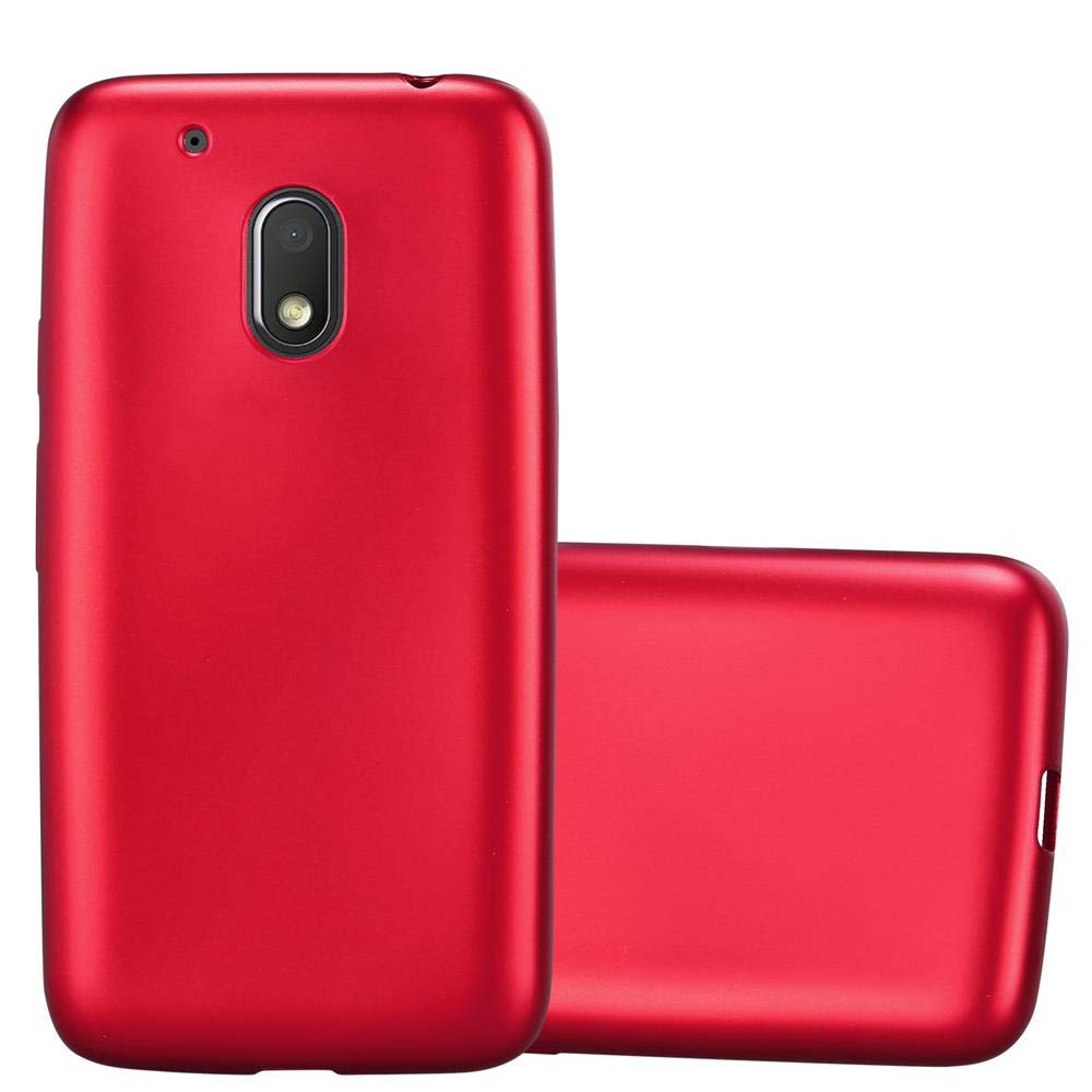 Dos fundas rojas para teléfono, una muestra la parte trasera de un teléfono.
