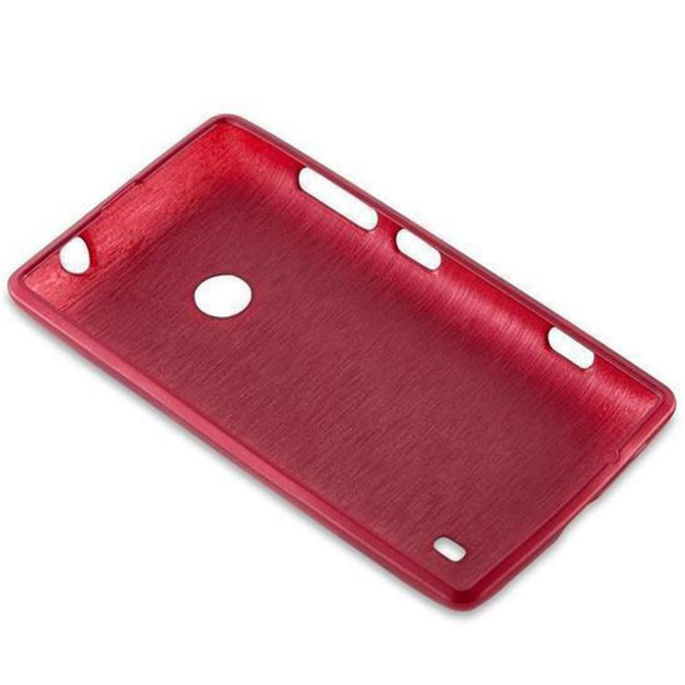 Rote Handyhülle mit Öffnungen für Kamera und Tasten.