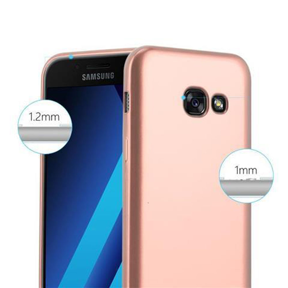 Una funda de teléfono color rosa, que muestra un teléfono con pantalla azul. La funda tiene un borde de 1,2 mm y 1 mm.
