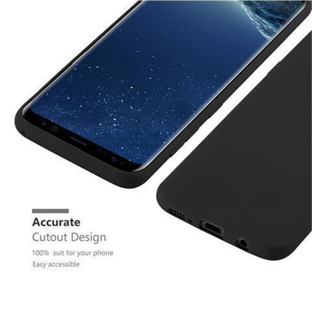 Due custodie nere per telefono. Una è aperta, mostrando lo schermo del telefono. Il design è accurato e di facile accesso.