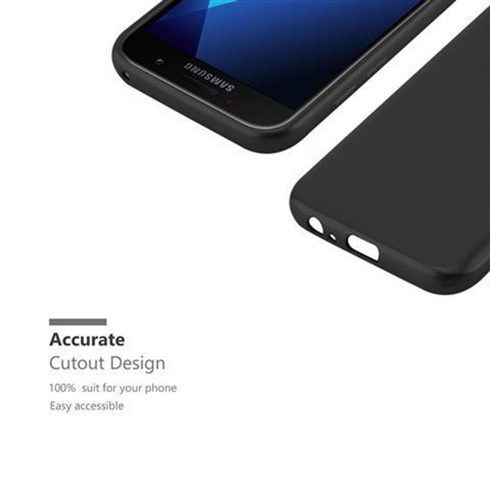 Dos teléfonos con una funda negra. La funda tiene recortes para la cámara y los botones del teléfono.
