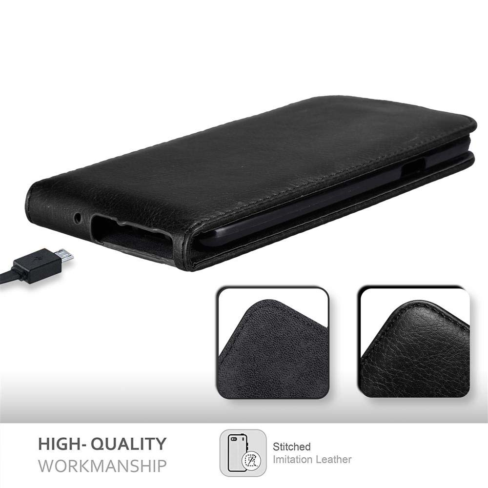 Schwarze Handyhülle mit Telefon, USB-Kabel und Nahaufnahmen.