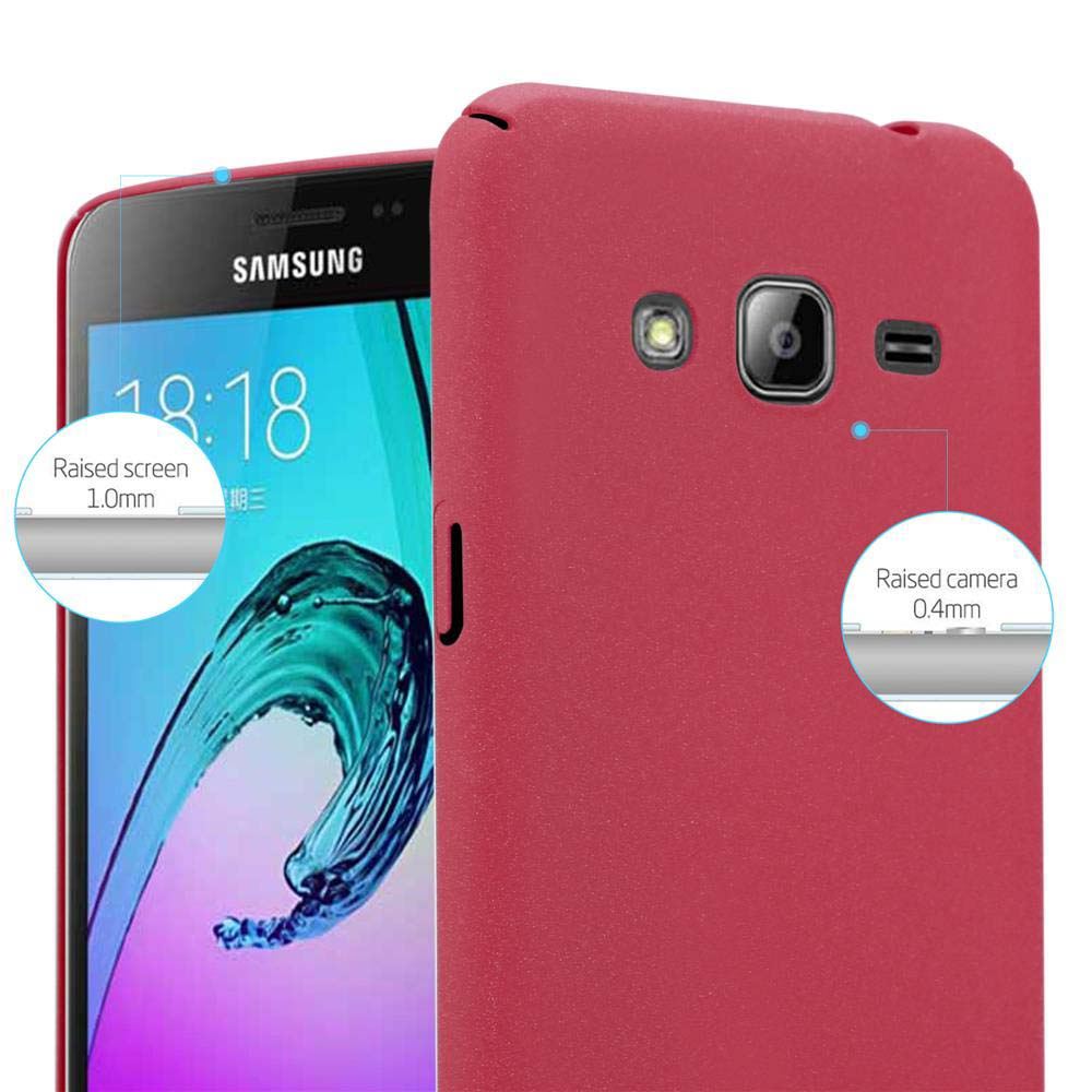 Nahaufnahme eines roten Telefons mit roter Hülle. Text oben: DROP PROTECTION.