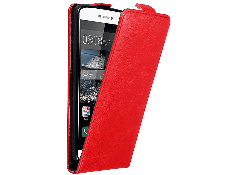 CADORABO Cover in design flip con chiusura magnetica CUSTODIA A LIBRO per P8, Rosso Mela