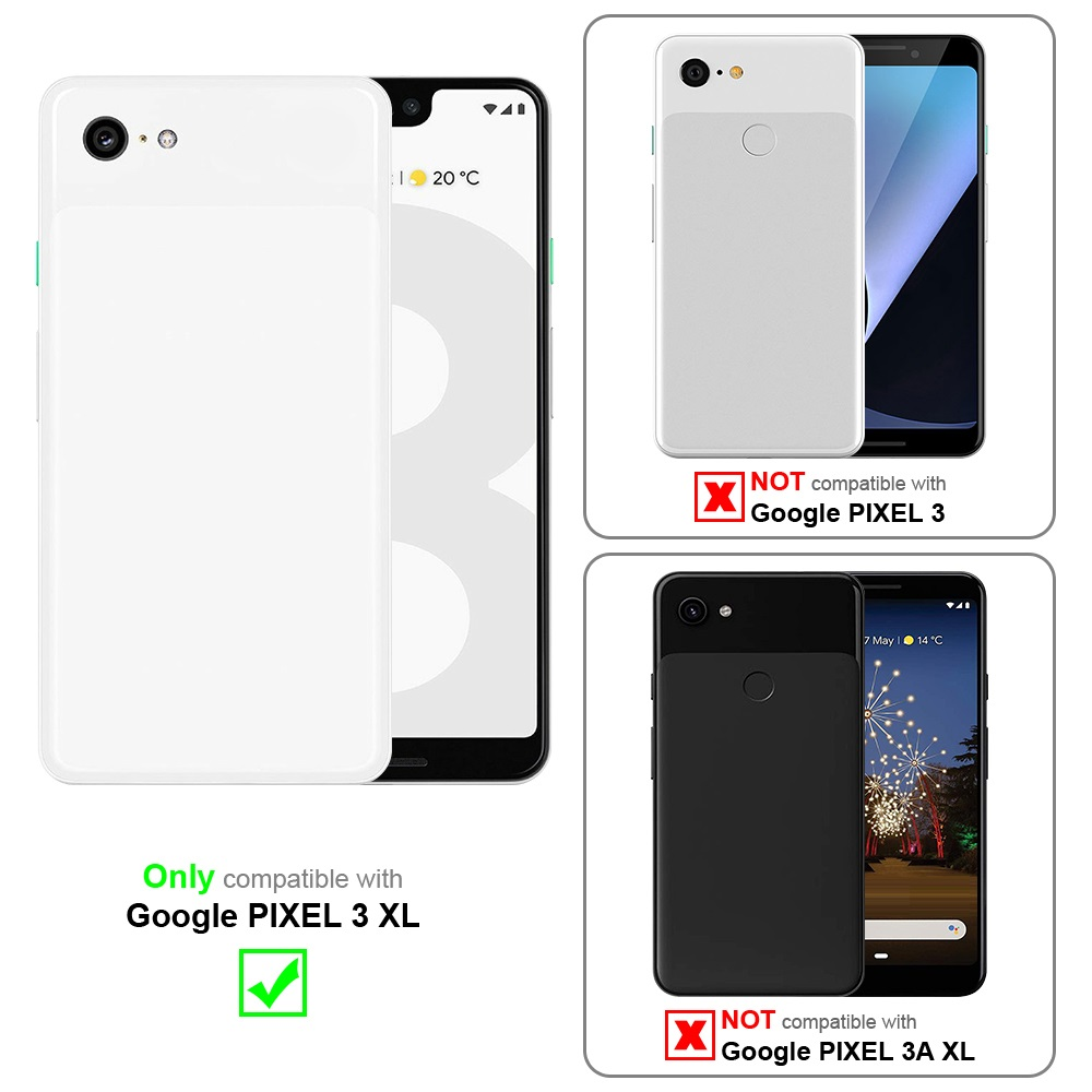 Confronto di custodie per telefono. Solo una è compatibile con Google Pixel 3 XL.