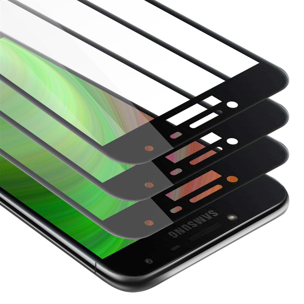 Protezioni schermo per telefono a strati. Lo schermo è verde. Testo: Samsung.