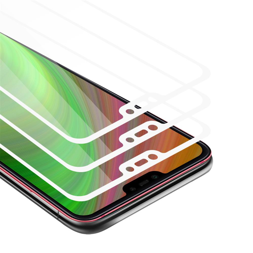 Telefono con strati di protezione dello schermo. Il telefono ha uno schermo verde e rosso.