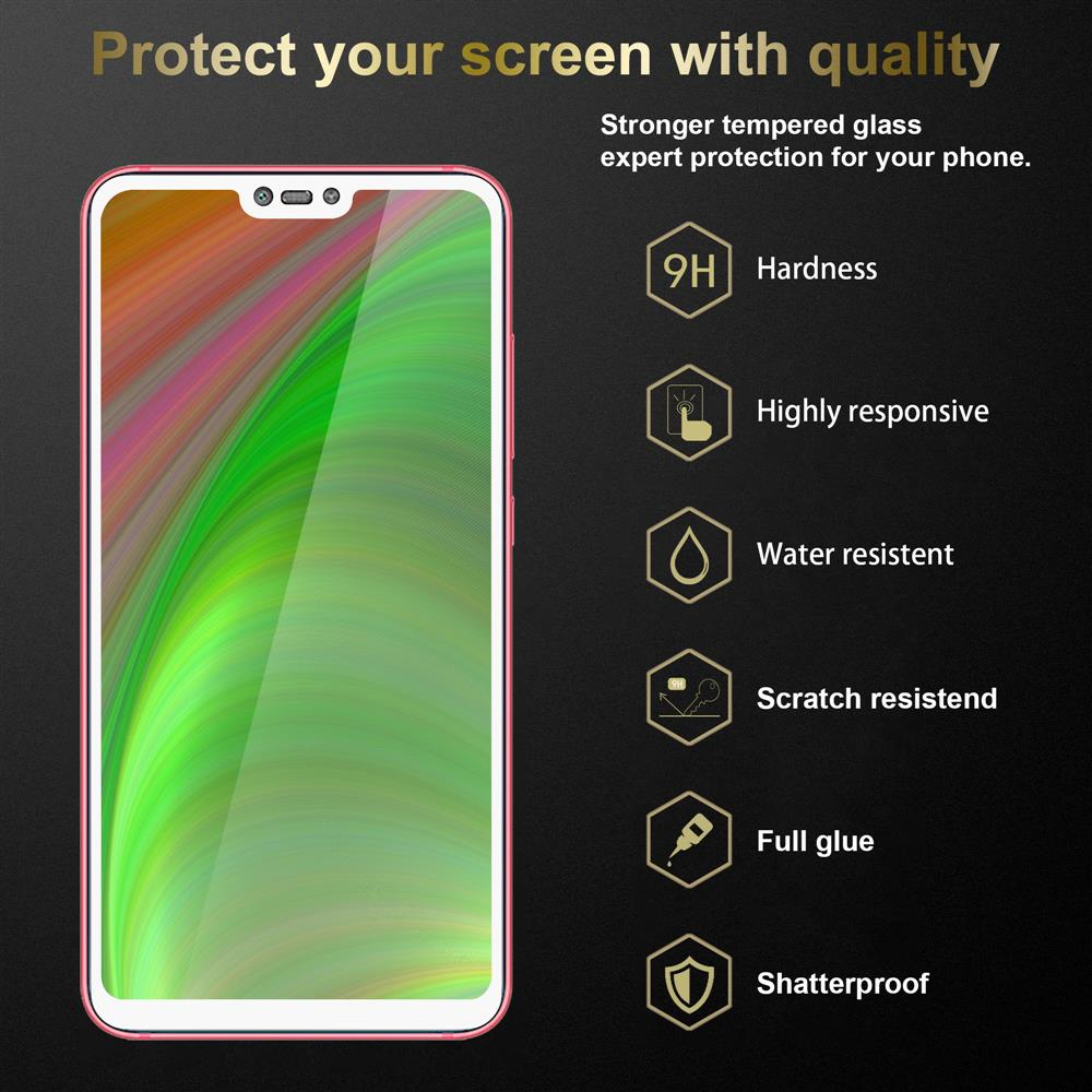 Schermo del telefono all'interno di una custodia. Vengono mostrate icone di protezione. Testo: Proteggi il tuo schermo con qualità.