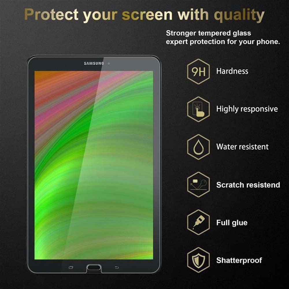 Un tablet Samsung con protezione schermo. La protezione è infrangibile, resistente all'acqua e ai graffi.