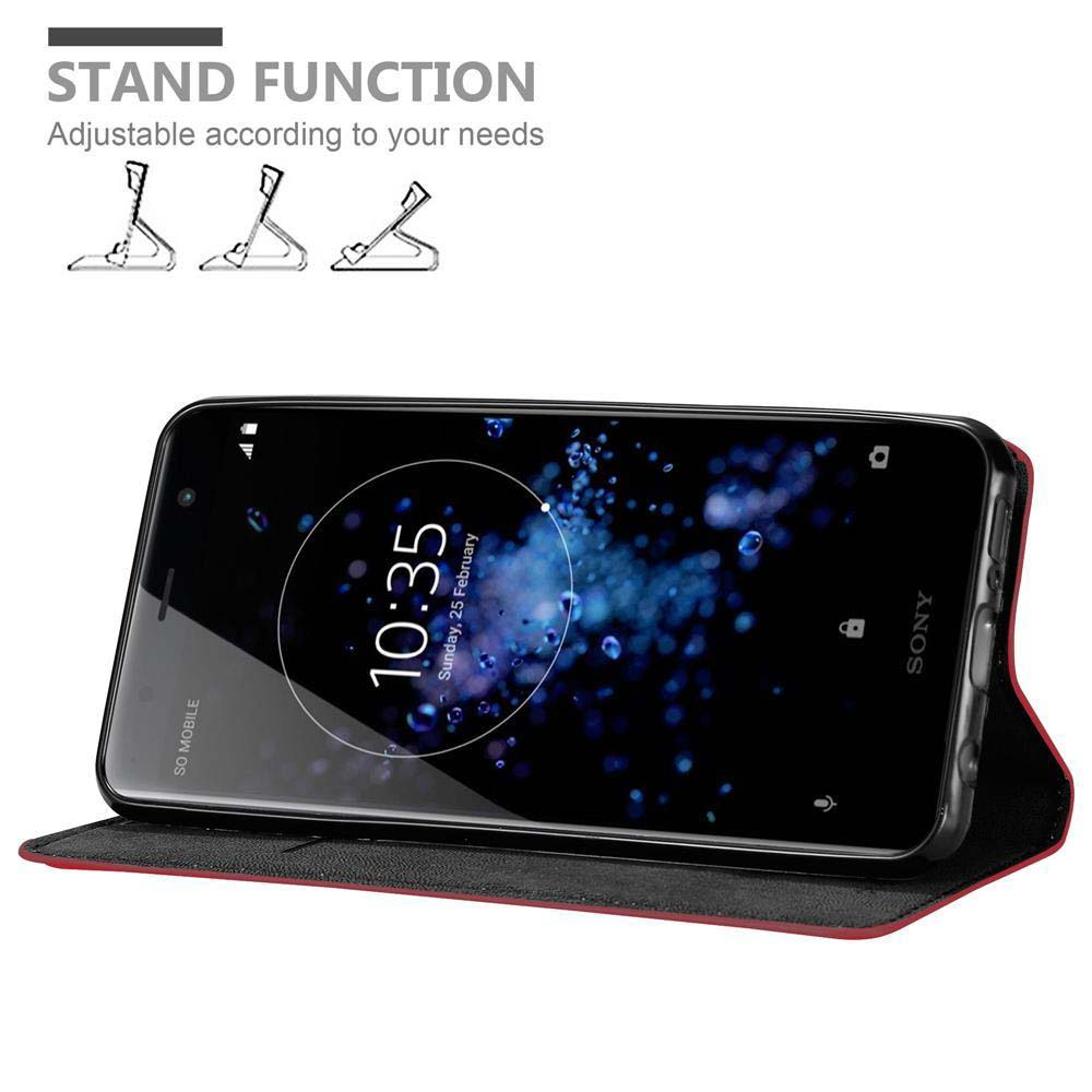 Telefono in una custodia con supporto. Testo: Funzione supporto. Ora: 10:35.