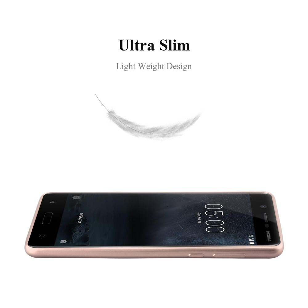 Telefono oro rosa con una piuma. Testo: Ultra Slim, Design leggero.