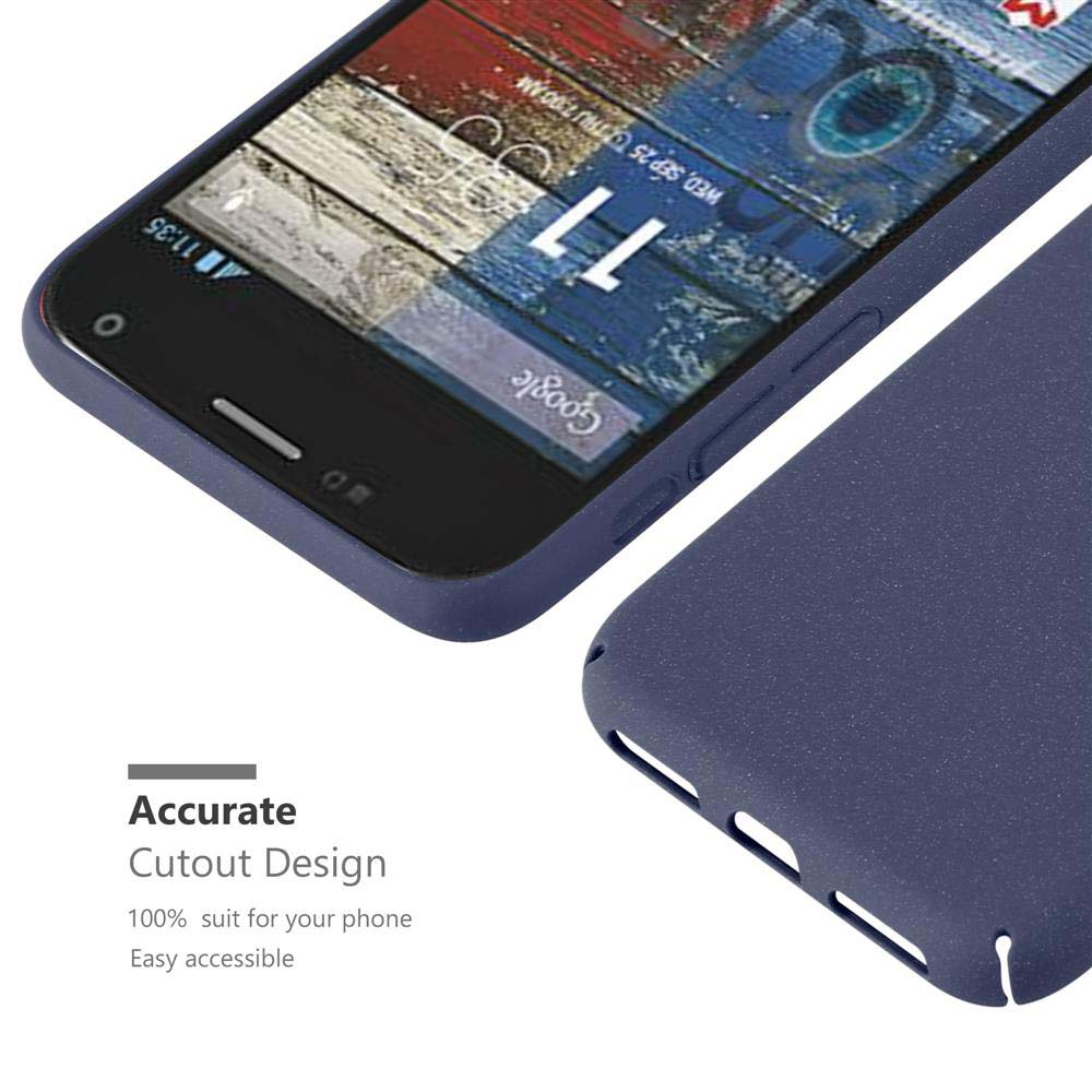 Due telefoni con custodie. Uno blu scuro mostra una schermata di Google. Testo: Accurate Cutout Design.