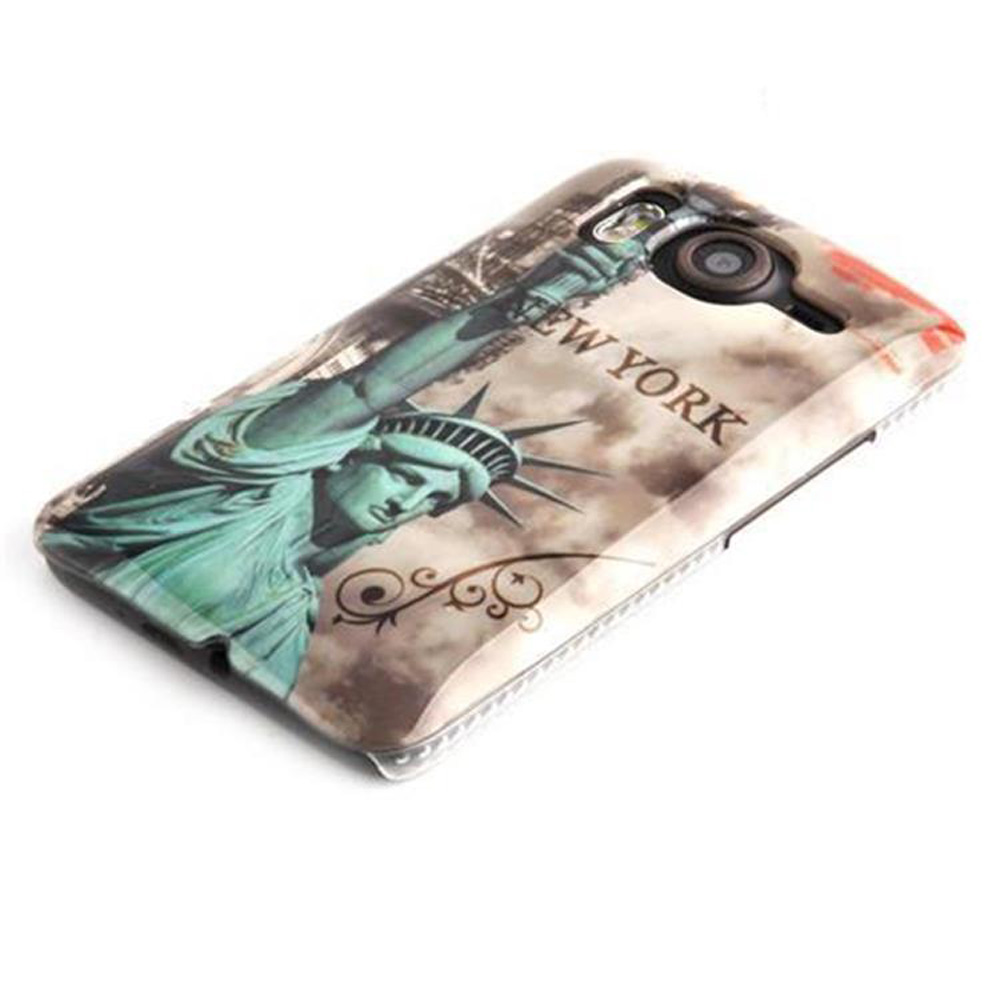 Funda de teléfono con una impresión de la Estatua de la Libertad y las palabras "NEW YORK".