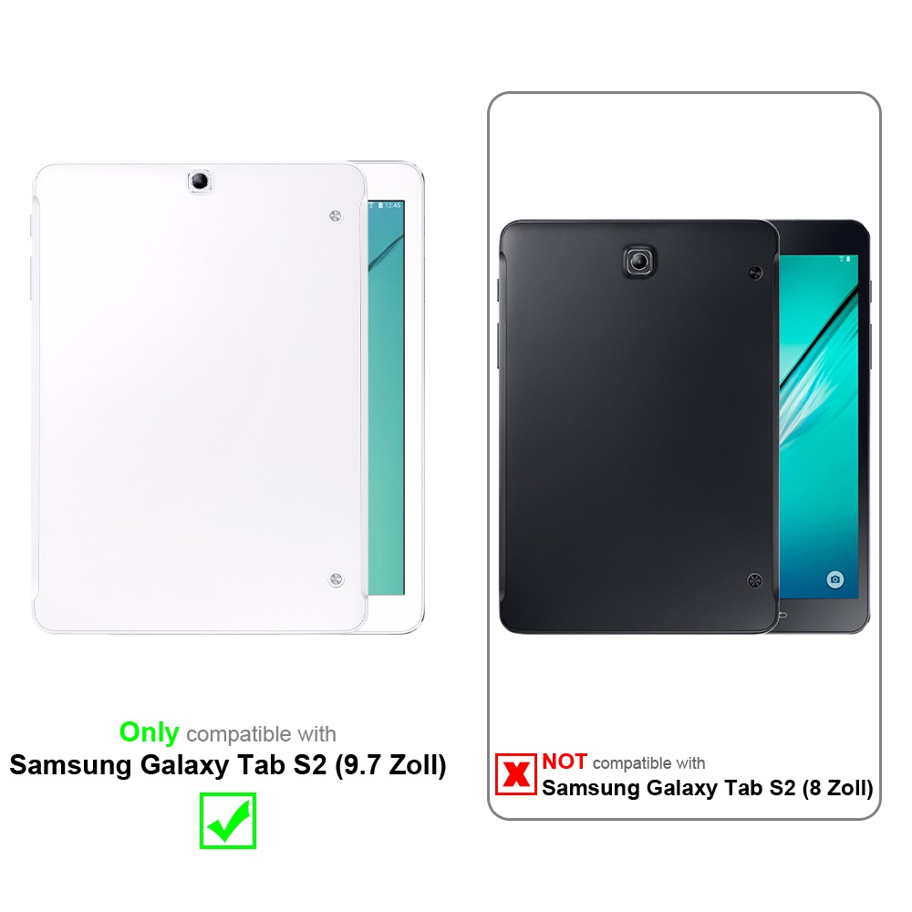 Se muestran dos tabletas. Una es blanca y compatible, la otra es negra e incompatible.