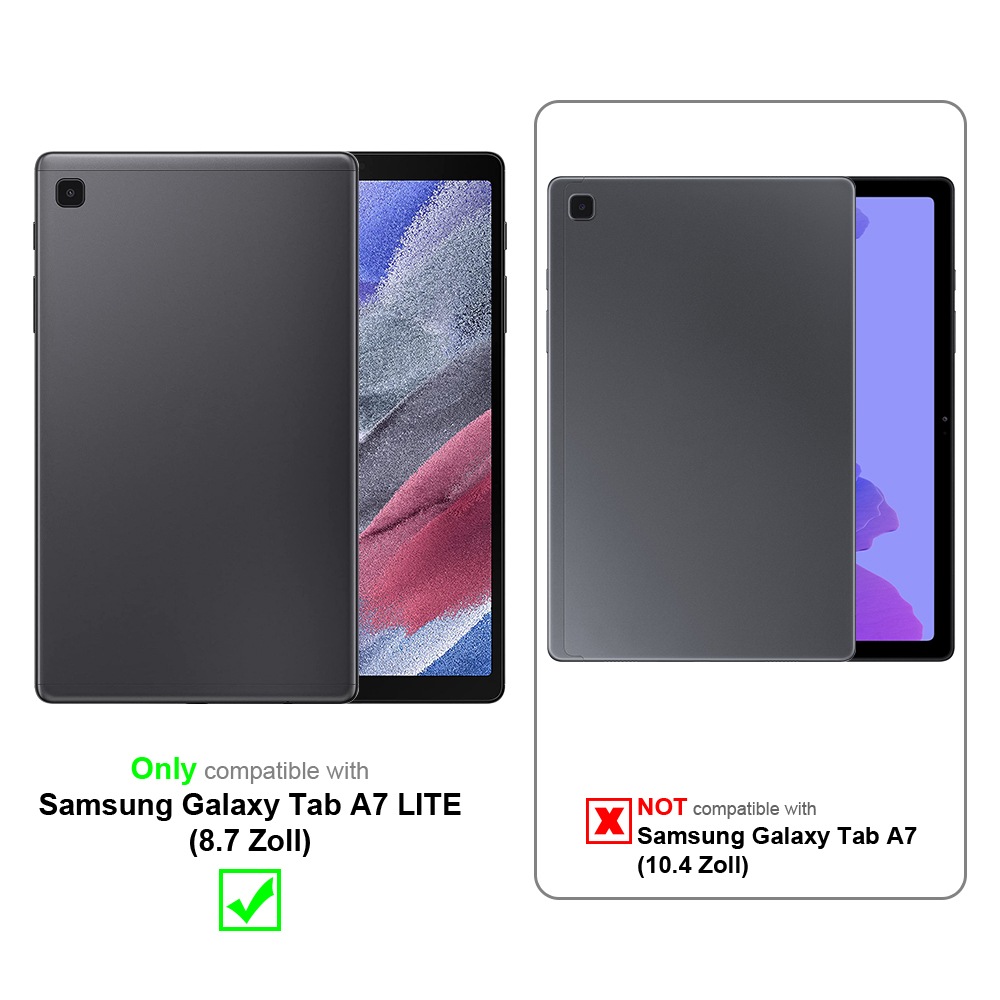 Custodia nera per tablet e un tablet. Compatibile solo con Samsung Galaxy Tab A7 LITE (8.7 Zoll).