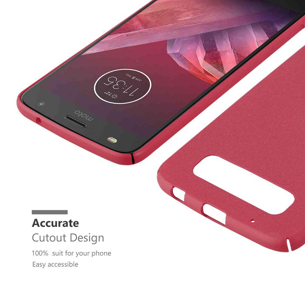 Telefono rosso con custodia e primo piano dell'angolo, design con ritaglio preciso.