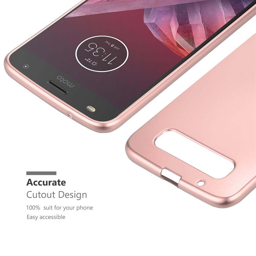 Teléfono en una funda, con un recorte para la cámara. La pantalla del teléfono muestra la hora.