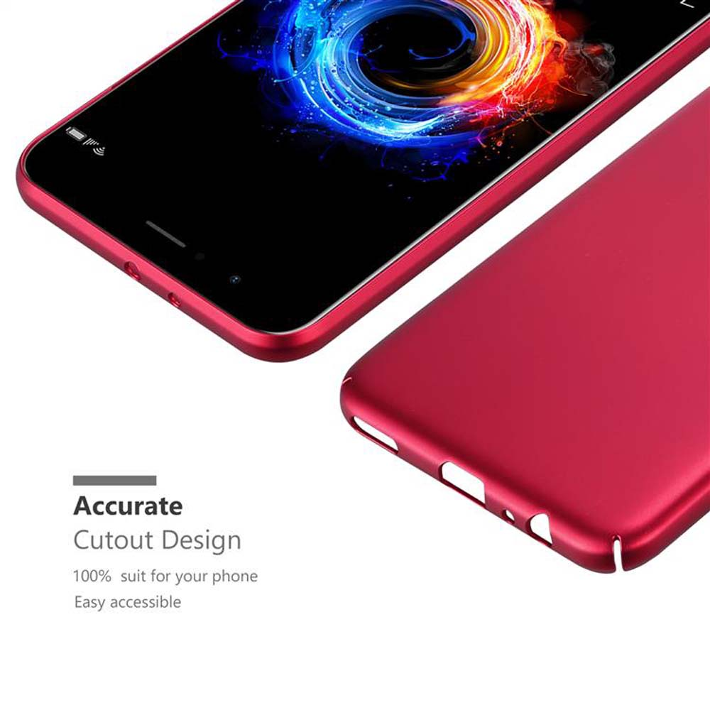 Telefono rosso con grafica colorata sullo schermo. Testo: "Accurate Cutout Design".