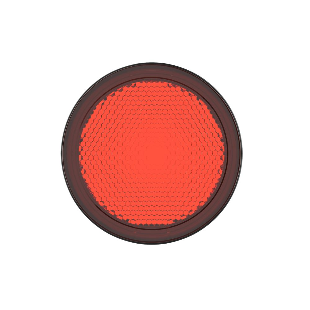 Rotes LED-Licht mit schwarzem Rand. Das Licht hat ein Wabenmuster.