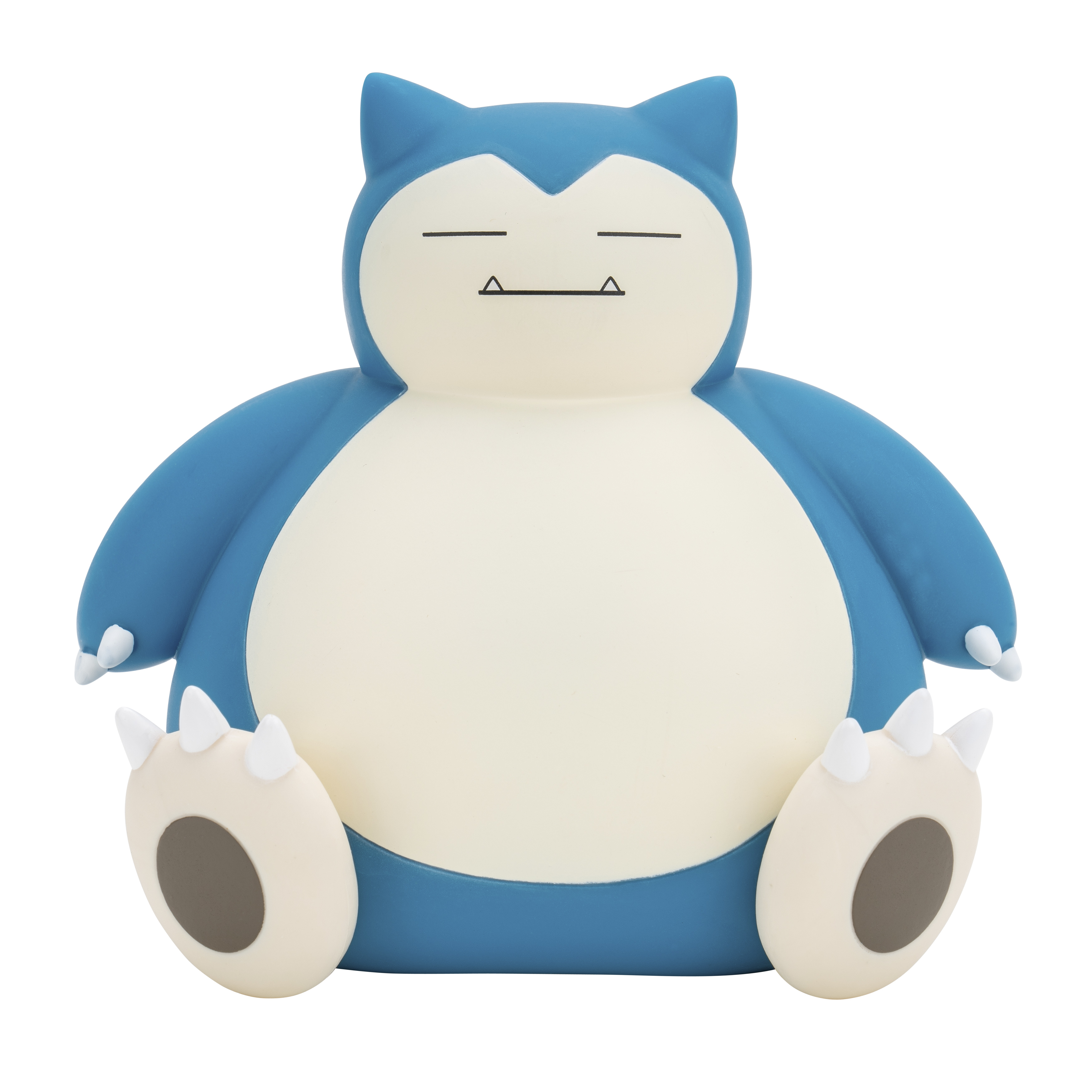 Eine blaue und weiße Snorlax-Figur mit geschlossenen Augen und kleinen Armen.