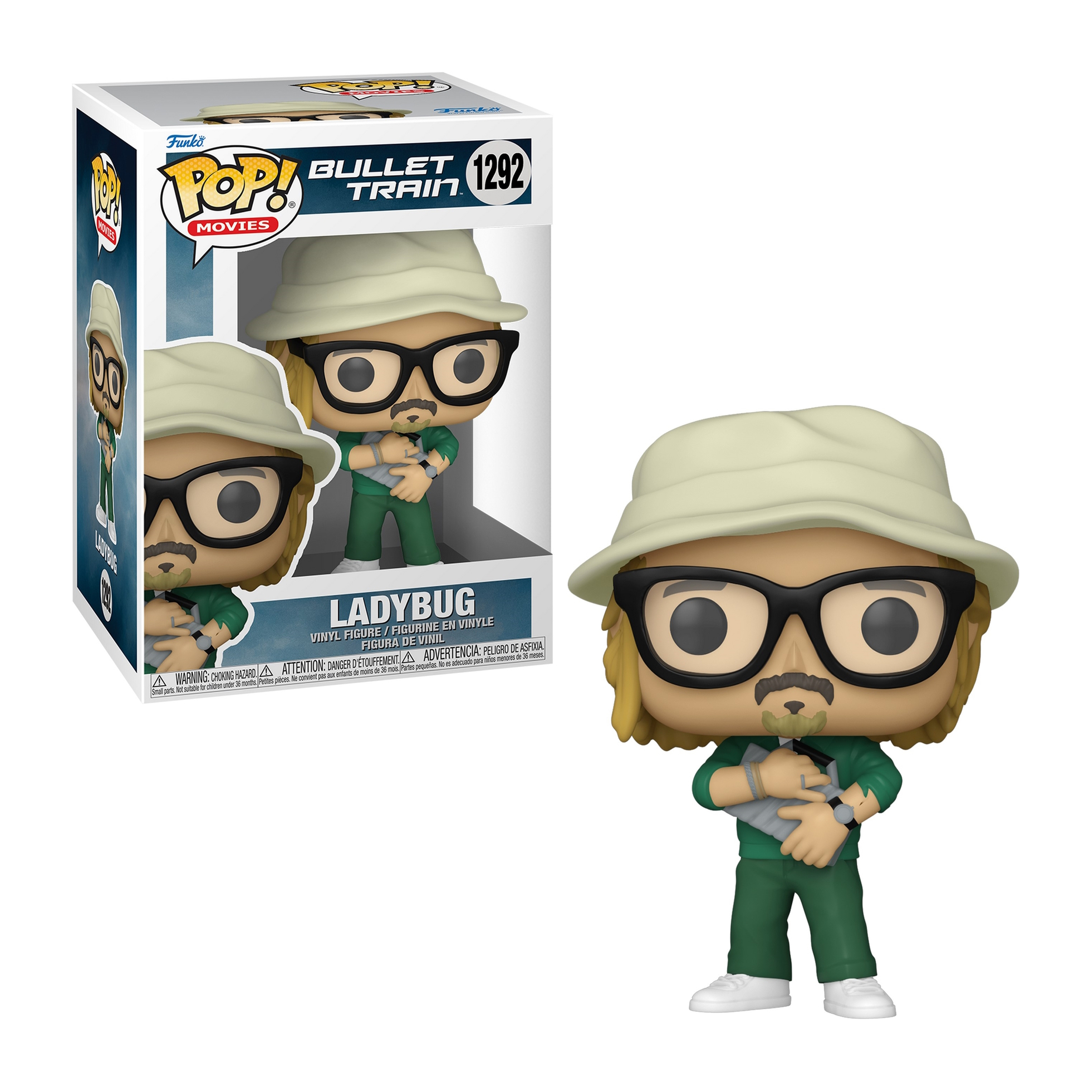 Figurka Funko Pop postaci z filmu 'Bullet Train', Ladybug, w pudełku.