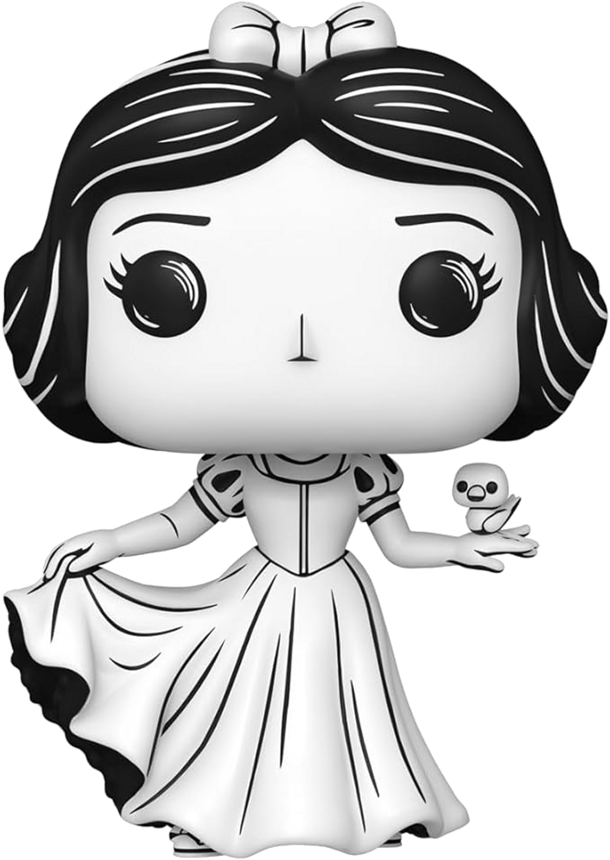 Figura Funko Pop di Biancaneve in bianco e nero.