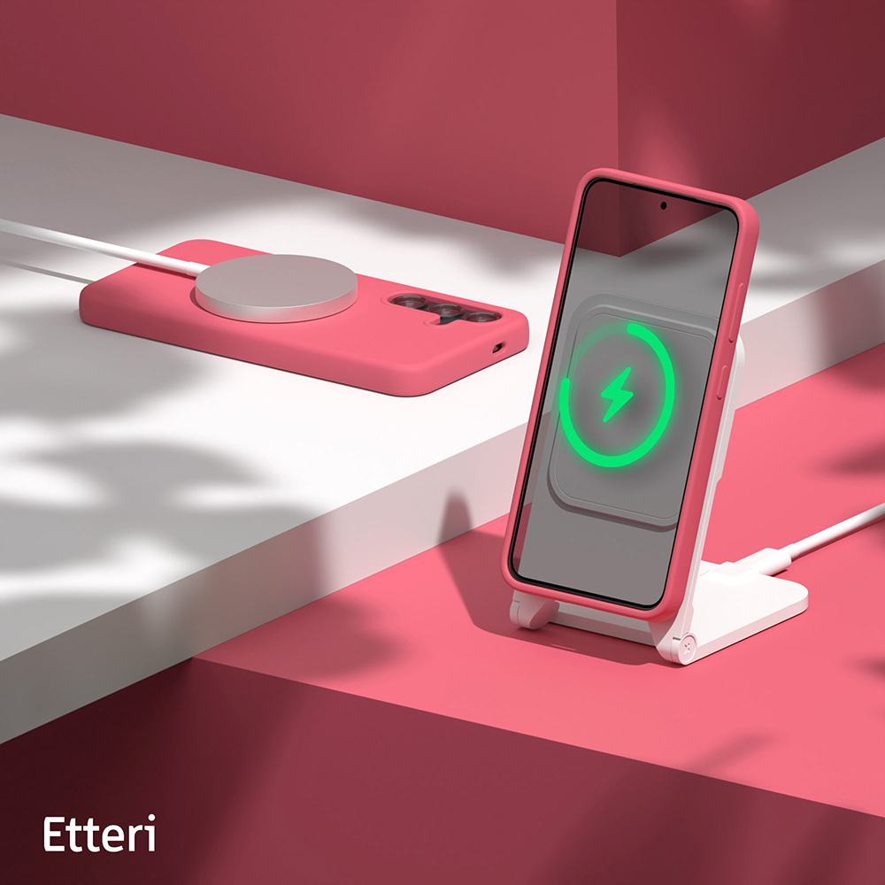 Due telefoni. Uno si carica su un pad wireless, l'altro mostra un simbolo di ricarica sullo schermo.
