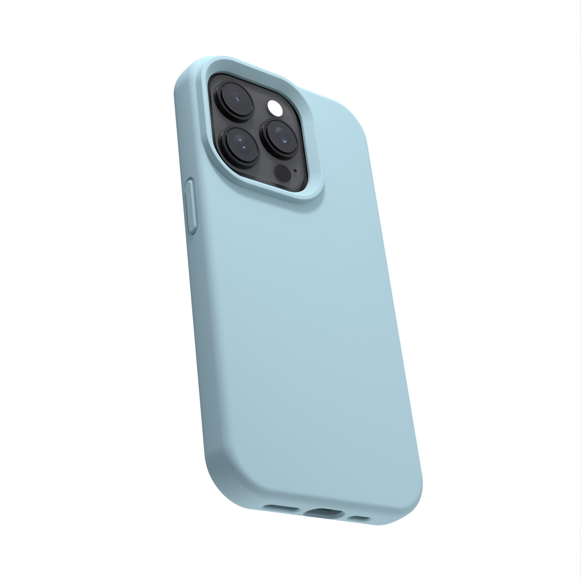 Jasnoniebieskie etui na telefon dla smartfona. Etui jest wykonane z plastiku.